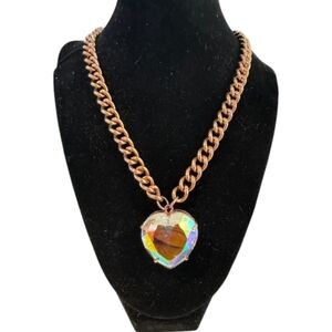 COPY - BNWT Juicy Couture AB Crystal Heart on Chunky Bronze Link Chain
